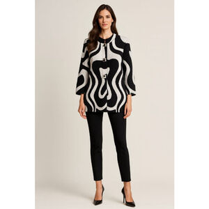 Women's Frank Lyman Black White Abstract Blazer S